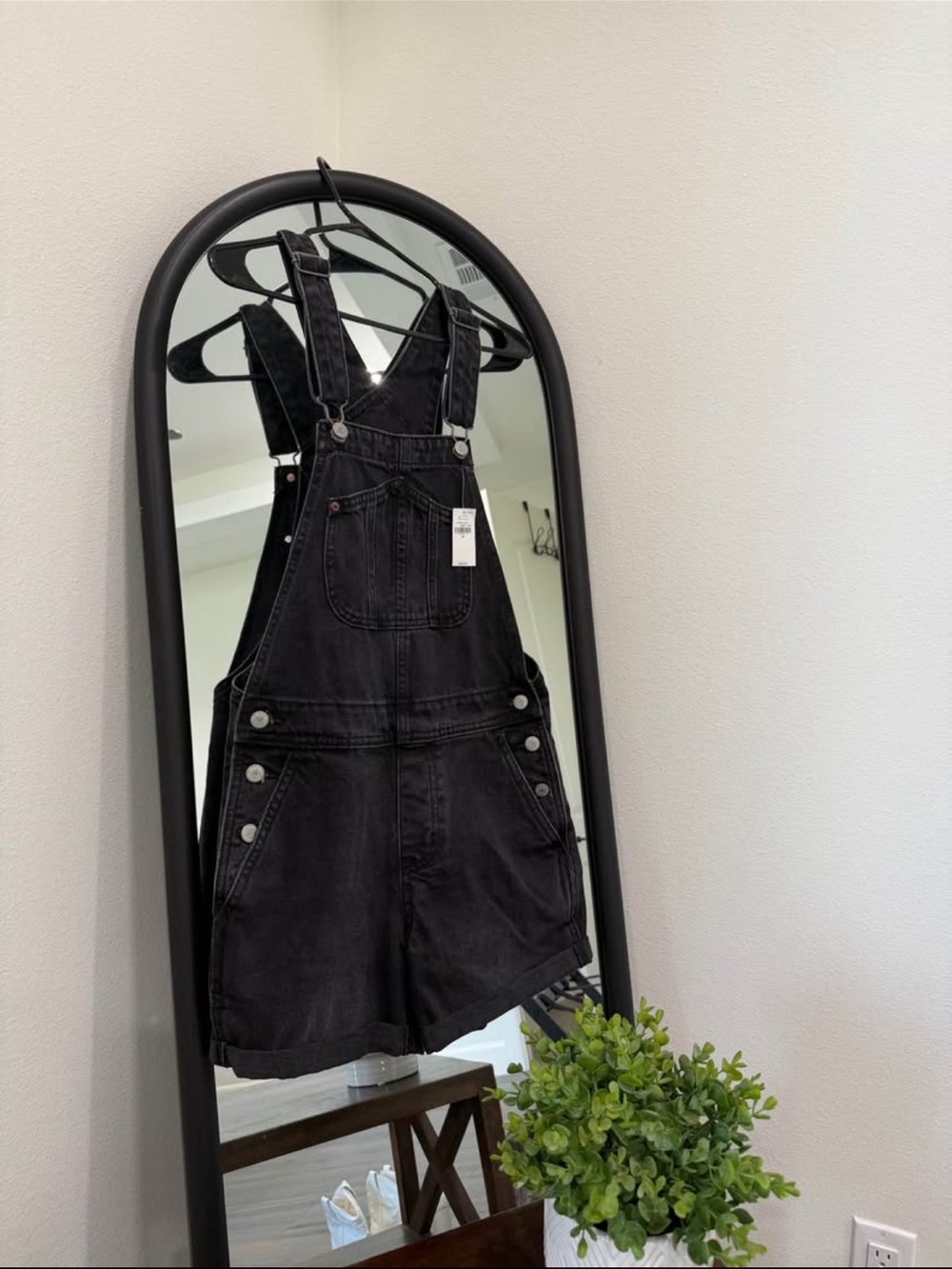 Old Navy Black Denim Short Overalls